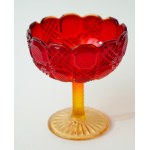 Glass sugar bowl in a fiery color - Amberina - Denmark