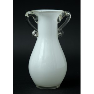 Small glass vase with handles - white - HS Tarnowiec