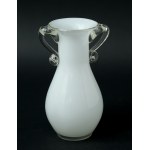 Small glass vase with handles - white - HS Tarnowiec
