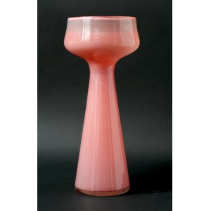 Tall glass vase - powder pink - HS Tarnowiec