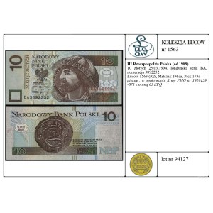10 zlotych, March 25, 1994