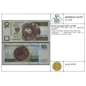 10 zlotych, March 25, 1994
