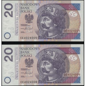 Poland, set of 2 x 20 zlotych from the CE transitional series, September 15, 2016