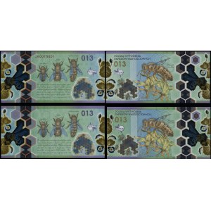 Polen, 2 x PWPW-Polymer-Testbanknoten – Honigbiene (013) – 2 Varianten, 2013