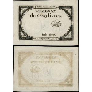 France, assignat de 5 livres (1793)