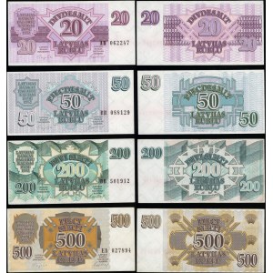 Lettonia, serie di 8 banconote, 1992