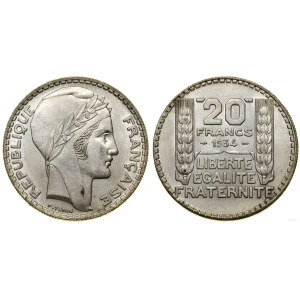 Francie, 20 franků, 1934, Paříž