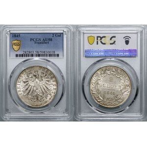 Germany, 2 guilders, 1845, Frankfurt