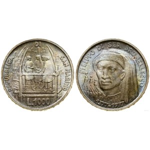 San Marino, 1,000 lire, 1977, Rome