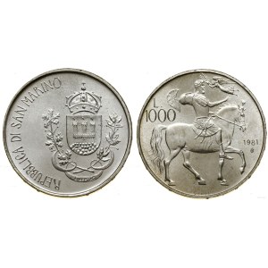 San Marino, 1,000 lire, 1981, Rome