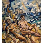 UNIDENTIFIED SIGNATURE, two male figures by the sea