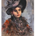 UNIDENTIFIED SIGNATURE, Portrait of a woman with a hat