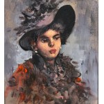 UNIDENTIFIED SIGNATURE, Portrait of a woman with a hat