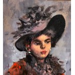 UNIDENTIFIED SIGNATURE, Portrait of a woman with a hat