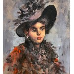 UNIDENTIFIED SIGNATURE, Portrait of a woman with a hat