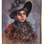 UNIDENTIFIED SIGNATURE, Portrait of a woman with a hat