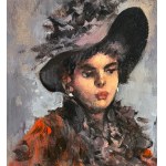 UNIDENTIFIED SIGNATURE, Portrait of a woman with a hat