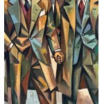 UNIDENTIFIED SIGNATURE, two elegant male figures with an urban landscape