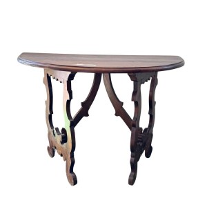 Solid walnut demilune table
