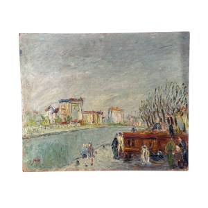 UNIDENTIFIED SIGNATURE, Landscape with river and figures