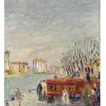 UNIDENTIFIED SIGNATURE, Landscape with river and figures