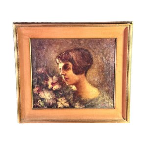 Giuseppe Ferrari, Portrait d'une femme aux fleurs - Giuseppe Ferrari