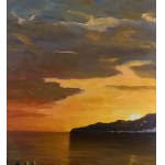 Fortunato Pugliese, Nature morte avec paysage marin au coucher du soleil - Fortunato Pugliese