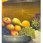 Fortunato Pugliese, Nature morte avec paysage marin au coucher du soleil - Fortunato Pugliese