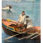 ANONYME, Paysage marin avec des bateaux et des pêcheurs