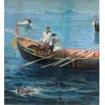 ANONYME, Paysage marin avec des bateaux et des pêcheurs