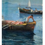 ANONYME, Paysage marin avec des bateaux et des pêcheurs