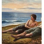 ANONIMO, Two Figures by the Sea at Dawn