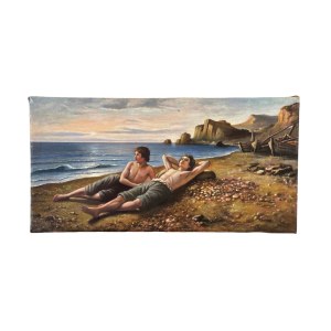 ANONIMO, Two Figures by the Sea at Dawn