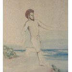 UNBEKANNTE UNTERSCHRIFT, Männlicher Akt am Meer