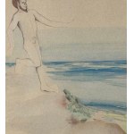UNBEKANNTE UNTERSCHRIFT, Männlicher Akt am Meer