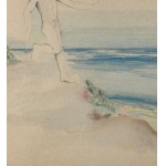 UNBEKANNTE UNTERSCHRIFT, Männlicher Akt am Meer