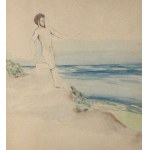 UNBEKANNTE UNTERSCHRIFT, Männlicher Akt am Meer