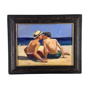 UNIDENTIFIED SIGNATURE, Two young figures by the seaside