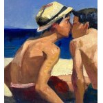 UNIDENTIFIED SIGNATURE, Two young figures by the seaside