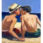 UNIDENTIFIED SIGNATURE, Two young figures by the seaside
