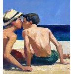 UNIDENTIFIED SIGNATURE, Two young figures by the seaside