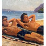 SCUOLA ITALIANA, two figures by the sea