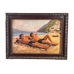 SCUOLA ITALIANA, two figures by the sea