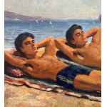 SCUOLA ITALIANA, two figures by the sea