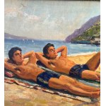 SCUOLA ITALIANA, two figures by the sea