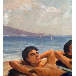 SCUOLA ITALIANA, two figures by the sea