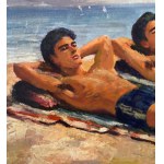SCUOLA ITALIANA, two figures by the sea