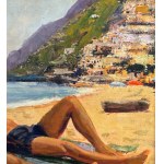 SCUOLA ITALIANA, two figures by the sea