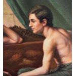 ANONIMO, Two Male Figures Seated on a Sofa, Bare-Chested