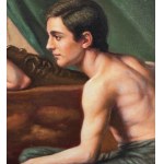 ANONIMO, Two Male Figures Seated on a Sofa, Bare-Chested